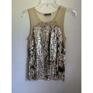 Gryphon New York Silver Sequin Tank Top Women’s Size Small Y2k Casual Going Out